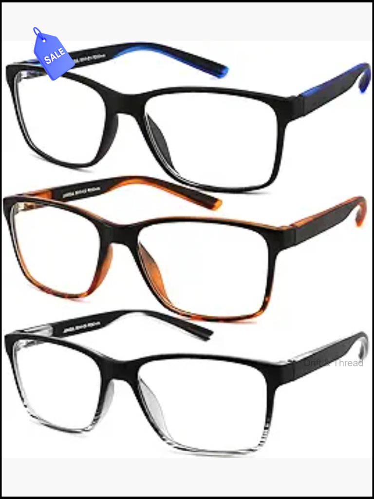 3 Pack Blue Light Blocking Reading Glasses For Men, Spring Hinge, Anti Eyestrain